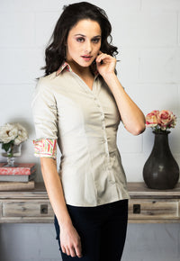 Camisa Manga 3/4 Emma Beige 4 (10214915597)